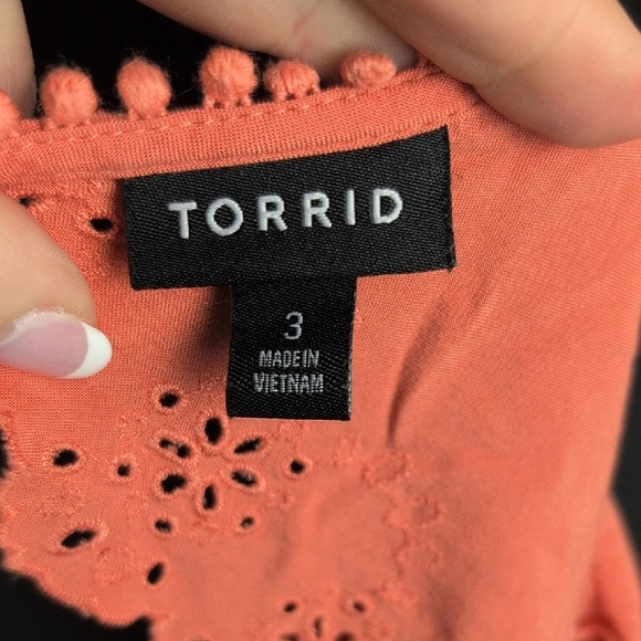 Torrid Orange Flutter Sleeve Blouse Relaxed Fit - Picture 7 of 8